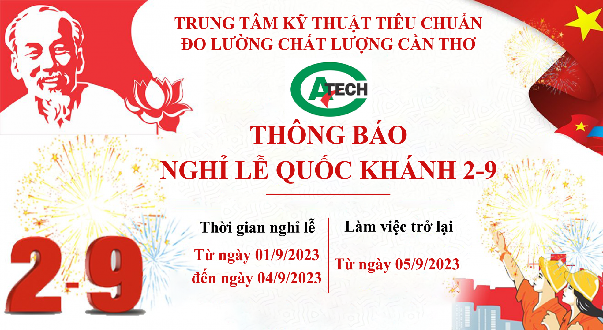 Thông báo nghỉ lễ Quốc khánh 2-9