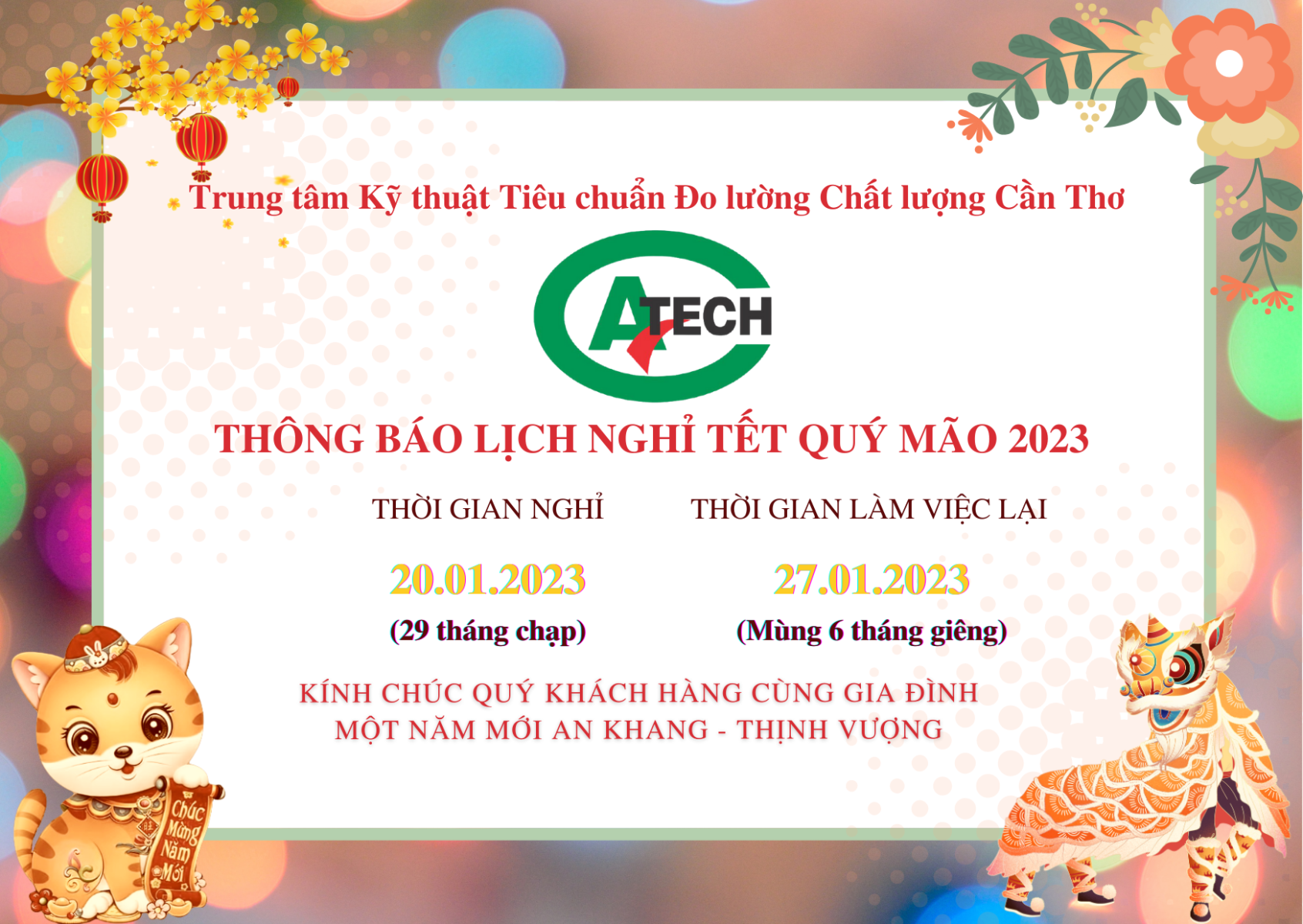 Thông báo nghỉ tết quý mão 2023